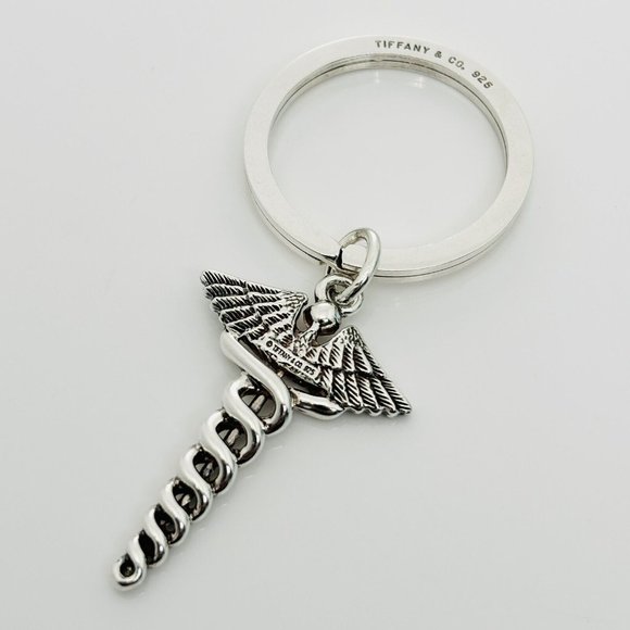 Tiffany & Co Vintage Doctor's Caduceus Key Ring Chain in Sterling Silver - Picture 1 of 8